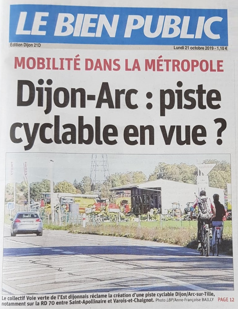 Une du quotidien local Le Bien Public du 21 octobre 2019